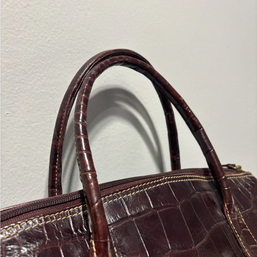 Michael Rome Croc Embossed Leather Satchel - Picture 8 of 11